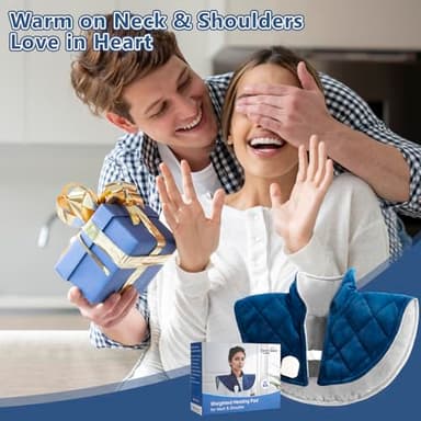 Heating Pad for Neck and Shoulders and Back, Weighted Heating Pads for Back Pain Relief, 2.2lb Large Electric Heat Pad, 6 Heat Settings, 5 Auto-Off, Birthday Christmas Gifts for Women Mom Men Dad Blue - Image 7
