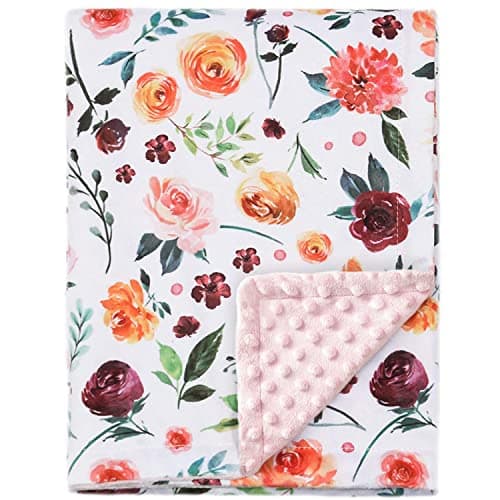 BORITAR Baby Blanket for Girls Super Soft Double Layer Minky with Dotted Backing, Receiving Blanket with Elegant Floral Multicolor Printed Blanket 30 x 40 Inch(75x100cm) - Image 1