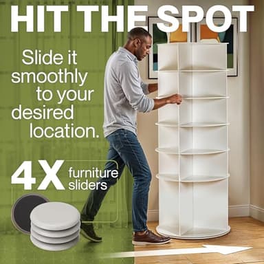 LOFT + IVY 7 Tier Rotating Shoe Rack Tower – 360° Spinning Storage Organizer, Modern Round Shoe Carousel for Closet, Entryway, Bedroom – Space Saving Rotating Lazy Susan Storage Tower - Image 4