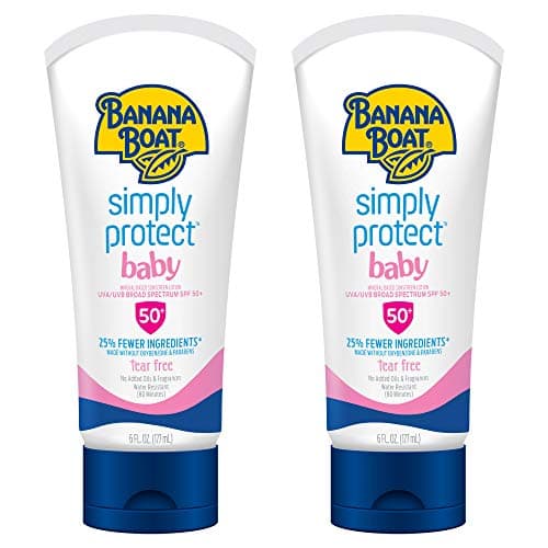 Banana Boat 100% Mineral Baby Sunscreen Lotion SPF 50 Twin Pack | SPF 50 Sunscreen for Babies, Baby Sunblock Lotion, Oxybenzone-Free, 6oz each - Image 1