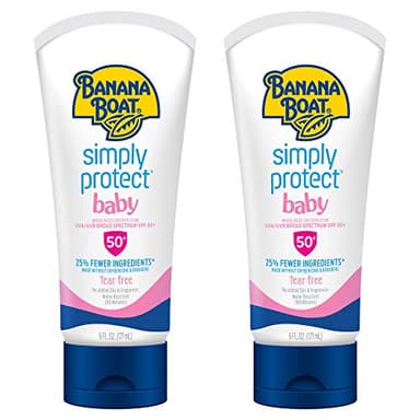 Banana Boat 100% Mineral Baby Sunscreen Lotion SPF 50 Twin Pack | SPF 50 Sunscreen for Babies, Baby Sunblock Lotion, Oxybenzone-Free, 6oz each - Image 1