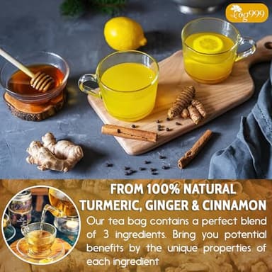 120 Bags Premium Turmeric Ginger Cinnamon Tea, Improve Digestion, Support Brain, Weight, Skin and Sleep, Eco-Conscious Tea Bags and Premium Natural Ingredients. Turmeric Ginger Herbal Tea. No Sugar, No Caffeine, No Gluten, Vegan. - Image 4