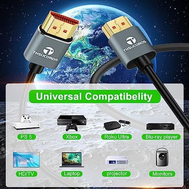 Thsucords Ultra Thin 8K 4K HDMI Cables 10FT 2 Pack, Slim & Flexible Soft High Speed HDMI 2.1 Cord Support 4K@120Hz 8K@60Hz48Gbps Compatible with Roku TV/HDTV/PS5/Blu-ray - Image 3