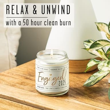 Engagement Gift, Engagement Gifts for Couples -'Engaged 2025' Candle, w/Peony & Rose Wedding Bouquet I Fiance Gifts for Women I Engaged Gift for Her I 50Hr Burn, USA Made - Image 7