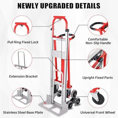 Oyoest 3 in 1 Industrial Convertible Stair Climbing Cart,1000 LBS Capacity Hand Trucks Heavy Duty,Platform Cart Collapsible Dolly for Transport & Moving in Warehouse, Home, Supermarket - Image 3