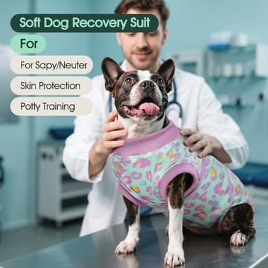 Kuoser Dog Recovery Suit for Dogs After Surgery,Professional Surgical Onesie for Female Male Dogs Spay Neuter,Soft Dog Surgery Suit Bodysuit for Abdominal Wounds Skin Disease,Light Purple Leopard M - Image 2