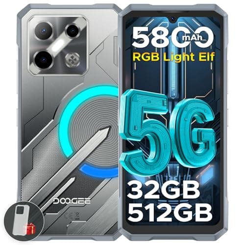 DOODEE Blade GT Pro 5G Rugged Phone with LED Light Effect,32GB+512GB/2TB Rugged Smartphone,6.72” FHD+120Hz, 5800 mAh Android Phone,100MP+32MP AI Camera/Face& Finger ID/NFC,Sliver - Image 1