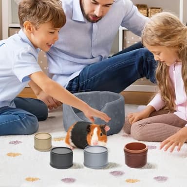 MEWTOGO 8 Pcs Stacking Cups for Bunny - Multi-Colored Reusable Rabbits Bunny Toys of Different Sizes, Safe Plastic Nesting Toys for Guinea Pig Hamster Gifts Hiding Food and Playing - Image 6