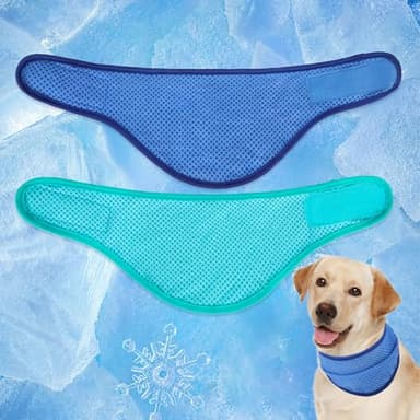 EXPAWLORER Dog Cooling Bandana - 2 Pack Instant Chill Out Pet Scarf Adjustable, Summer Outdoor Ice Neck Cooler, Prevent Sunstroke for Small Medium Large Breeds (Navy Green, M) - Image 1