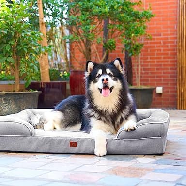 EHEYCIGA Orthopedic Dog Beds Large Sized Dog, Waterproof Memory Foam Pet Bed with Sides, Non-Slip Bottom Large Pet Bed with Washable Removable Cover, Grey - Image 9