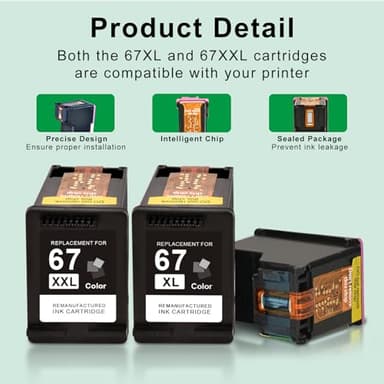 SAILNER 67XL Black High-Yield Ink Cartridge Replacement for HP Ink 67 67XL HP Printer Ink use with for DeskJet 2855e Ink Cartridges Deskjet 4155e 2755e 4155 2700 2700e Envy 6055 Printer 67(2 Pack) - Image 6