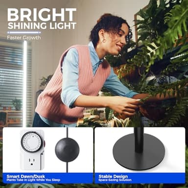 Barrina T10 Pro Standing Grow Light with Timer, 42W, 5000K, Full Spectrum Vertical Tall Grow Lights for Indoor Plants, Wide Coverage, 4FT to 5.6FT Height with Foot Switch, for Flower and Tall Plants - Image 6