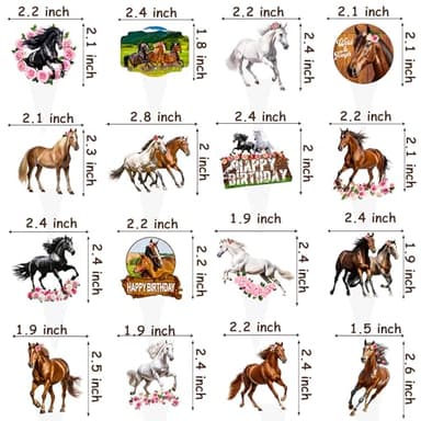 Horse Cupcake Toppers - 48 Pcs Racing Horse Cupcake Decorations for Birthday Parties & Baby Showers - Image 3