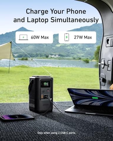 Anker Power Bank Power Station 60,000mAh,Portable Outdoor Generator 87W with Smart Digital Display, Retractable Auto Lighting and SOS Mode, Home Backup(PowerCore Reserve 192Wh) for Travel, Camping - Image 4