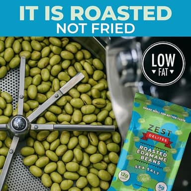 Crunchy Dry Roasted Edamame Beans Snack by Zest Delites, Sea Salt, Vegan, Low Calorie (110cal) High Protein Snacks (12g), Low Carb, Keto, Gluten Free, 0.9 oz 24 Packs - Image 5