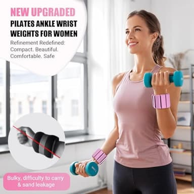 Pilates Wrist Ankle Weights for Women, Wearable Strong Arm & Leg Weights Set of 2(1Lbs Each), Adjustable Ankle Weights for Walking, Yoga, Dance, Barre, Gym - Image 3