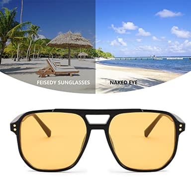 FEISEDY Retro Square Aviator Sunglasses Women Men 70s Vintage Trendy Plastic Frame Sun Glasses B2835 - Image 4