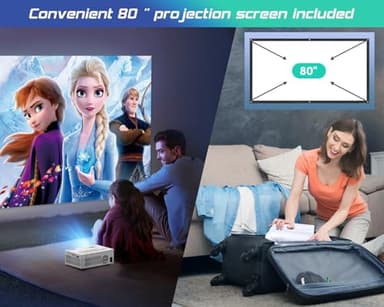 TMY Projector with WiFi and Bluetooth【80" screen included】Native 1080P Outdoor Projector, 4K Supported Portable Projector, Compatible with iOS/Android/PC/TV Stick/HDMI/USB, Indoor Outdoor Use - Image 4