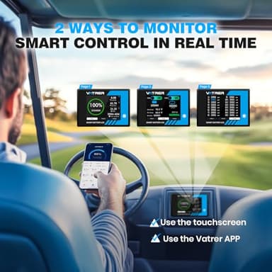 VATRER POWER 72V (70.4V) 105Ah Lithium Golf Cart Battery, Built-in 200A BMS, with Touch Monitor & Mobile APP, 4000+ Cycles LiFePO4 Battery, Max 14.08kW Power Output, Perfect for Golf Carts - Image 6