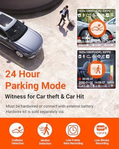 Vantrue E1 Lite 1080P WiFi Mini Dash Cam with GPS and Speed, Free App, Voice Control Detachable Dash Camera, 24 Hours Parking Mode, Night Vision, Motion Detection, Loop Recording, Support 512GB Max - Image 5
