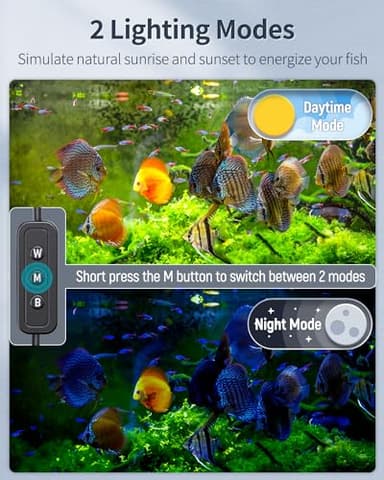 Pawfly 33W Aquarium LED Light for 48 to 54 Inch Fish Tanks Extendable Fish Tank Light with Full Spectrum Brilliant White Blue Red Lights with Daytime & Night Modes and Adjustable Brightness - Image 4