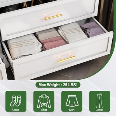 Metal Dresser Tall White Dresser for Bedroom Chest,53.54" H White Drawer Chest, Closet Dressers & Chests of Drawers for Living Room, Hallway (5 Drawers) - Image 4