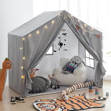 Kids Play Tent with Mat, Razee Large Playhouse Tent Indoor, Play House Kids Tent Castle for Girls Boys, Play Cottage (Grey) - Image 8