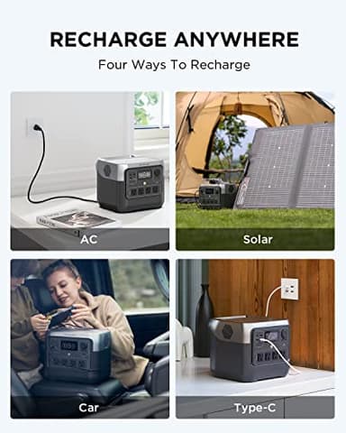EF ECOFLOW Portable Power Station RIVER 2 Pro, 768Wh LiFePO4 Battery, 70 Min Fast Charging, 4X800W (X-Boost 1600W) AC Outlets, Solar Generator for Outdoor Camping/RVs/Home Use Black - Image 5