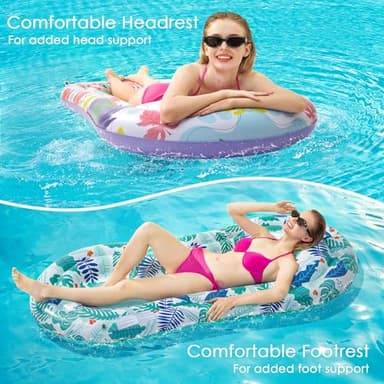 Stonful Pool Floats Lounger, 2 Pack Inflatable Pool Floats Adult Size, Water Hammock Pool Rafts Floaties for Swimming Pool Tanning Floating Pool Party Toys for Summertime Beach Outdoor - Multicolor - Image 3