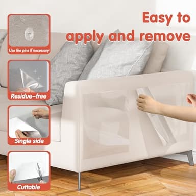 Secopad 18 Pcs Large Cat Scratch Furniture Protector, Transparent Couch Protector from Cat Claws, Single-Sided Self Adhesive Anti Pet Deterrent Sofa Cover, 17in - Image 5