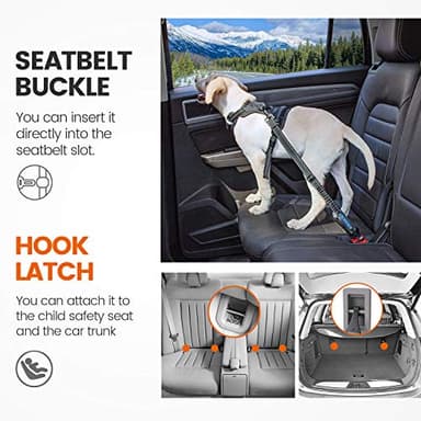 IOKHEIRA Dog Seatbelt, Updated Adjustable Harness Reflective Bungee Dog Car Seat Belt with Aviation Aluminum Alloy Rotatable Carabiner, Hook & Buckle - Image 6