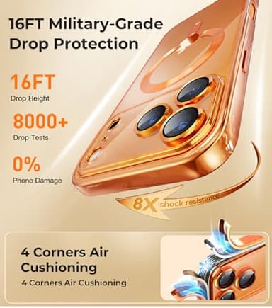 CHICLADY for iPhone 17 Pro Max Case with 1X Screen Protector, [Compatible with MagSafe] [Integrated Camera Protection], Non Yellowing Slim Cute Women Girly Cover for iPhone 17 Pro Max, Cosmic Orange - Image 6