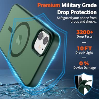 SUPFINE Magnetic for iPhone 12 Mini Case & iPhone 13 Mini Case (Compatible with MagSafe) (Military Grade Drop Protection) Slim Translucent Matte Shockproof Phone Cover,Forest Green - Image 3