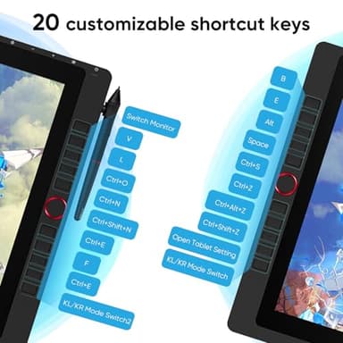 Drawing Tablet with Screen XPPen Artist 22R pro Computer Graphics Tablet 120% sRGB with Battery-Free Stylus Full-Laminated Technology, 21.5 inch Pen Display with 20 Shortcut Keys & 2 Red Dial(Black) - Image 4