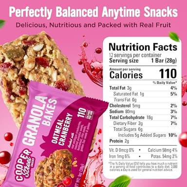 Cooper Street Oatmeal Cranberry Granola Bakes (12 pack) - Individually Wrapped Soft and Chewy Breakfast Granola Bars - Nut, Dairy & Soy Free - Great As Kids Snacks For School, Hiking Or Lunchbreak - Image 2
