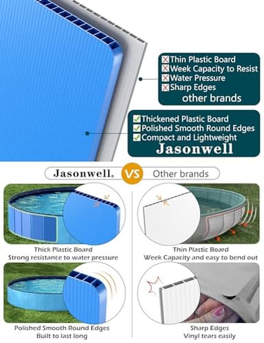 Jasonwell Foldable Dog Pool Collapsible Hard Plastic Dog Swimming Pool Portable Kiddie Pool Pet Pool Doggie Wading Pool Bath Tub for Puppy Small Medium Large Dogs Cats and Kids 97" - Image 5