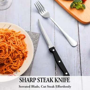 MUTNITT Silverware Set with Steak Knives Service for 4,Stainless Steel Flatware, Mirror Polished Cutlery Utensil Set for Home Kitchen Eating Tableware, Include Fork Knife Spoon, Dishwasher Safe - Image 5