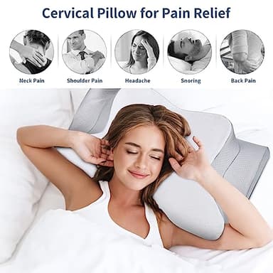 Cervical Neck Pillow for Pain Relief - Cooling Side Sleeper Pillow for Sleeping, Ergonomic Memory Foam Pillows for Neck Support, Contour Orthopedic Bed Pillow for Back Stomach Sleepers - Image 2