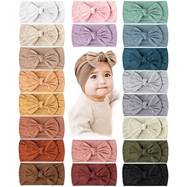 Prohouse 20PCS Baby Nylon Headbands Hairbands Hair Bow Elastics for Baby Girls Newborn Infant Toddlers Kids(Clay) - Image 1