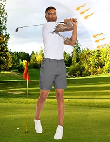 PULI Mens Golf Dress Shorts 7 Inch Inseam Business Casual Stretch Work Hiking Quick Dry Lightweight with Pockets Grey 32 - Image 6