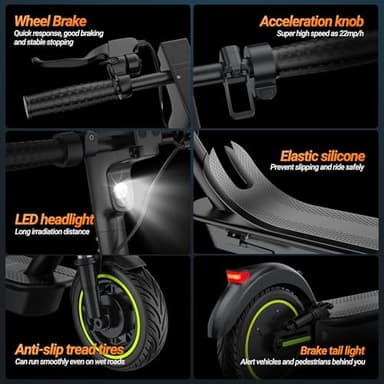 Roinside Electrict Scooter with Quadruple Shock Absorption, Up to 22MPH and 28 Miles Long-Range Portable Foldable Commuting Scooter for Adults with Double Braking System and App - Image 2