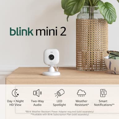Blink Mini 2 — Home Security & Pet Cameras with HD video, color night view, motion detection, two-way audio, and built-in spotlight — 2 cameras (White) - Image 6