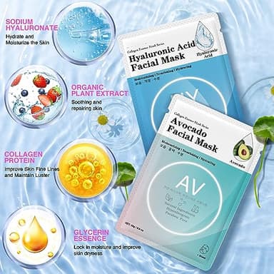 VESPRO Collagen Essence Sheet Facial Masks (48 Pack), Bulk Sheet Masks for Face, Skincare for All Skin Types, Moisturizing and Soothing, Natural Skin Care Spa Face Mask - Image 3