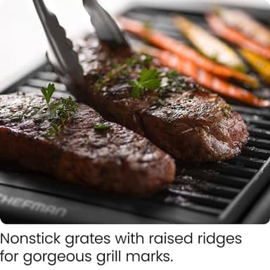 Chefman Electric Smokeless Indoor Grill w/ Non-Stick Cooking Surface & Adjustable Temperature Knob from Warm to Sear for Customized BBQing, Dishwasher Safe Removable Water Tray, Black - Image 8