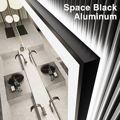 EchosLife 72x36 Bathroom Mirror With Lights - Black Aluminum Framed (Front and Backlit), Anti-Fog LED Lighted Bathroom Mirror,Stepless Dimmable Vanity Mirror,3 Colors Smart Mirror(Horizontal/Vertical) - Image 2
