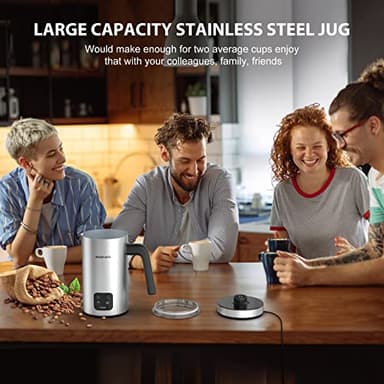 BIZEWO Milk Frother Electric, Warm and Cold Milk Steamer, 4 IN 1 Automatic Milk Warmer Stainless Steel with Touch Screen for Coffee, Latte, Macchiato, Cappuccino, Hot Chocolate - Image 7