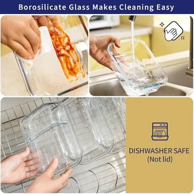 MFY 12-Pack Glass Storage Containers with Lids, Glass Meal Prep Containers Set, Airtight Lunch Containers with Lids, Microwave, Oven, Freezer and Dishwasher Safe, Gray - Image 5