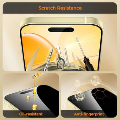 UNBREAKcable Privacy Screen Protector for iPhone 15, Full Coverage Shatterproof Tempered Glass [Edge to Edge] [True 28°Anti Spy] [Easy Installation Frame] Black Protector for iPhone 15-2 Pack - Image 9