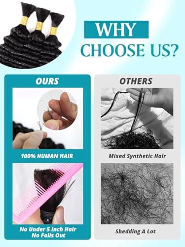 100g 3 Bundles/Pack Dark Ginger Human Braiding Hair for Boho Braids 16 Inch Curly Boho Hair for Braiding Knotless 12A Deep Wave Bulk Bohemian Color 350 - Image 3