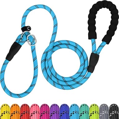 TagME Slip Leads for Dogs, 6 FT Heavy Duty Slip Leash with Padded Handle, Strong Rope No Pull Pet Training Leash for Small Dogs,Blue - Image 1